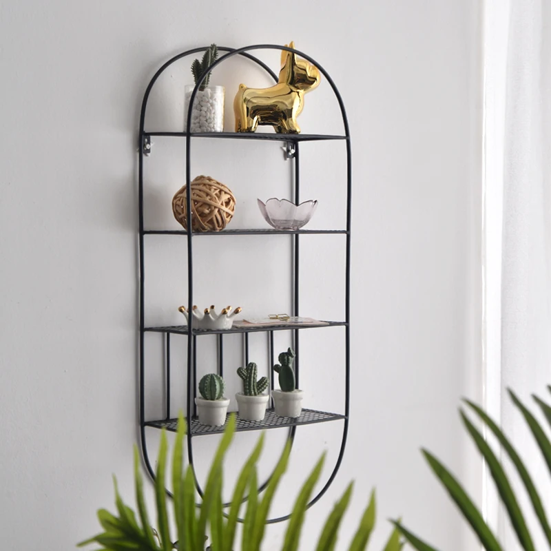 

Nordic living room wall non-punching bedroom decorative wall hanging wrought iron shelf