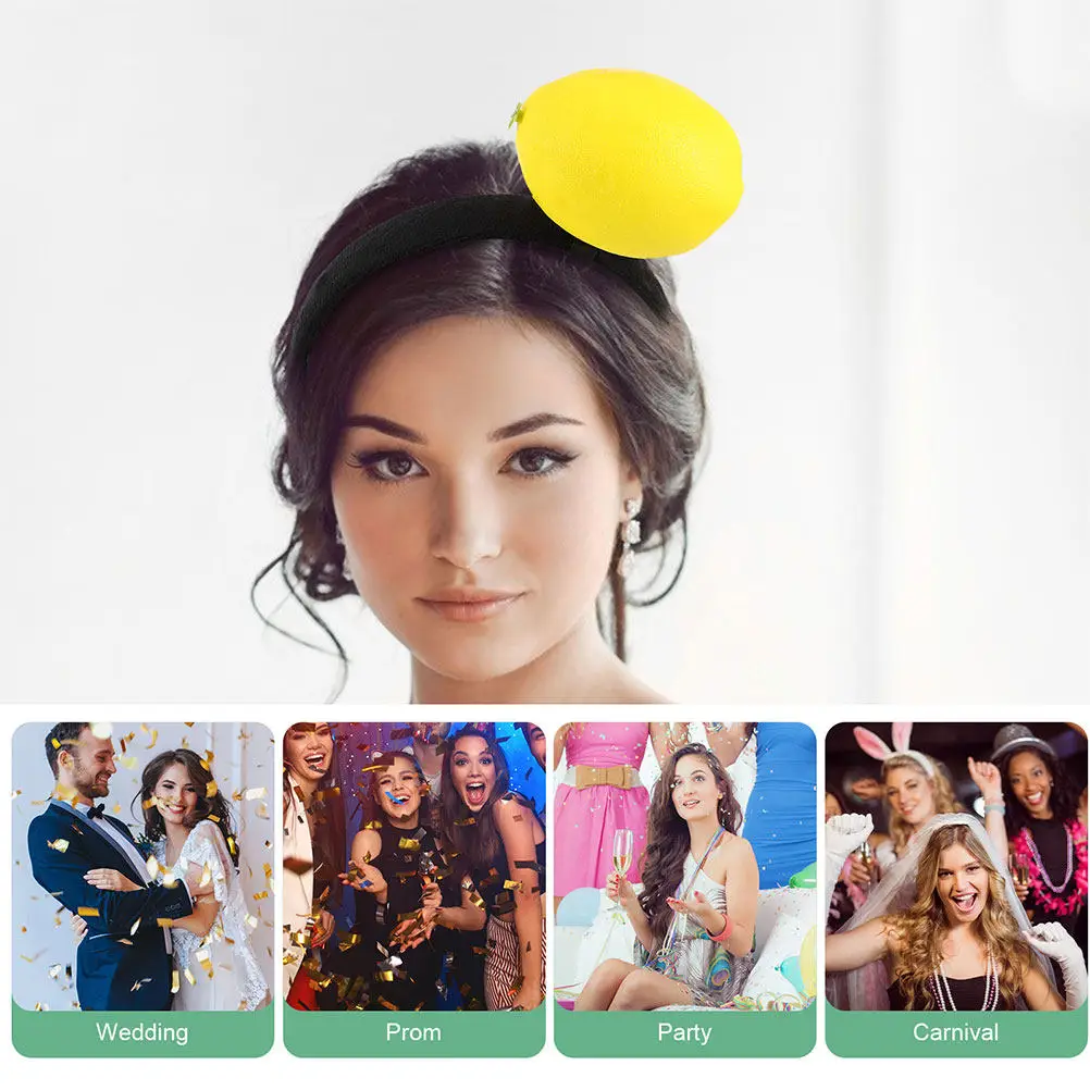 2pcs Funny Fruit Headband – Lifelike 3D Lemon & Strawberry Hair Hoop for Parties, Birthdays, Halloween Costume