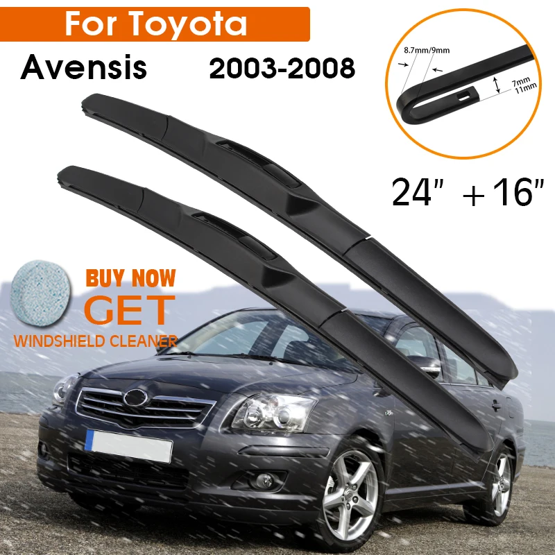 

Car Wiper Blade For Toyota Avensis 2003-2008 Windshield Rubber Silicon Refill Front Window Wipe 24"+16" LHD RHD Accessories