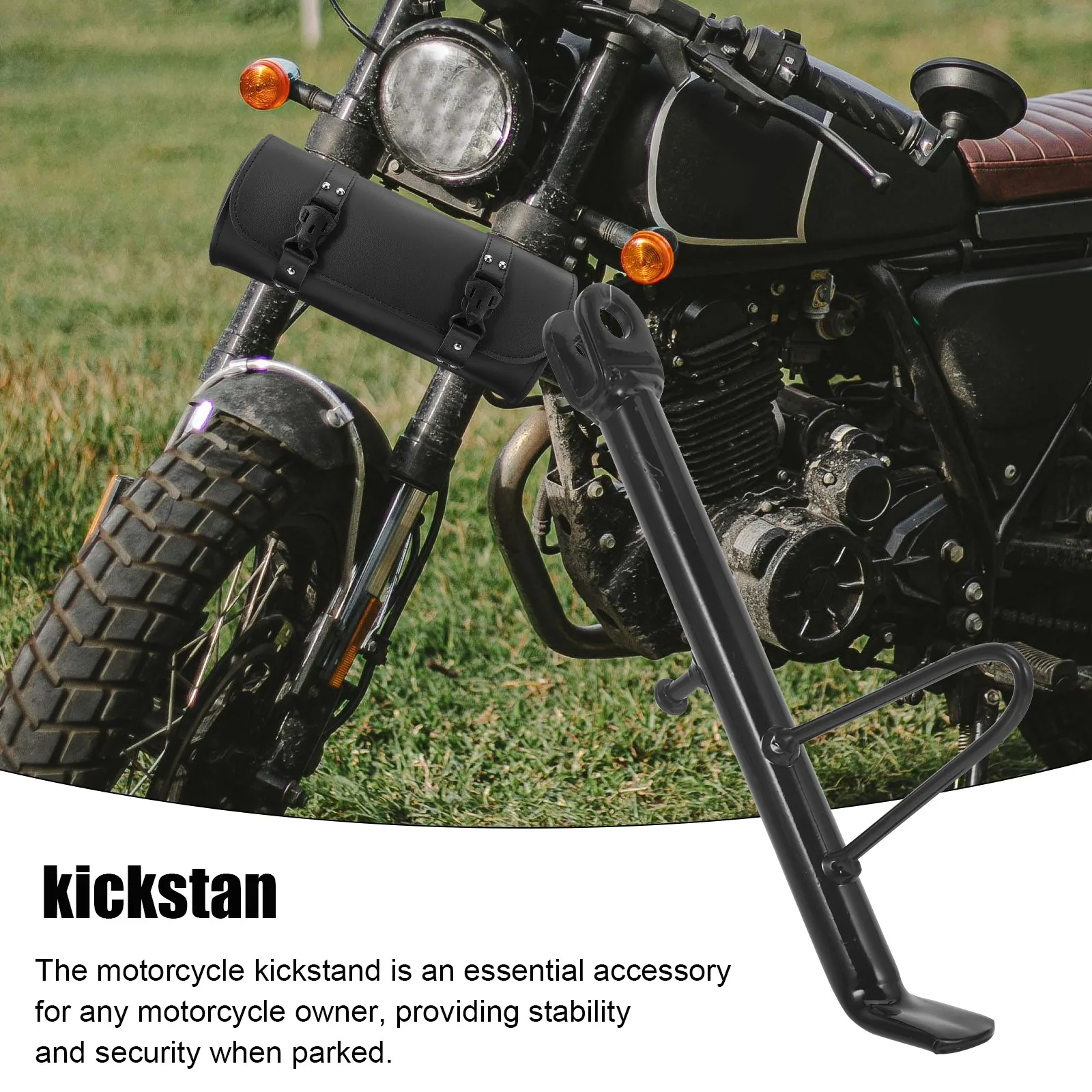 

Motorcycle Kickstand 21cm Spring Screw Electric Scooter Single Footstand Metal Durable Parking Stand Replacement