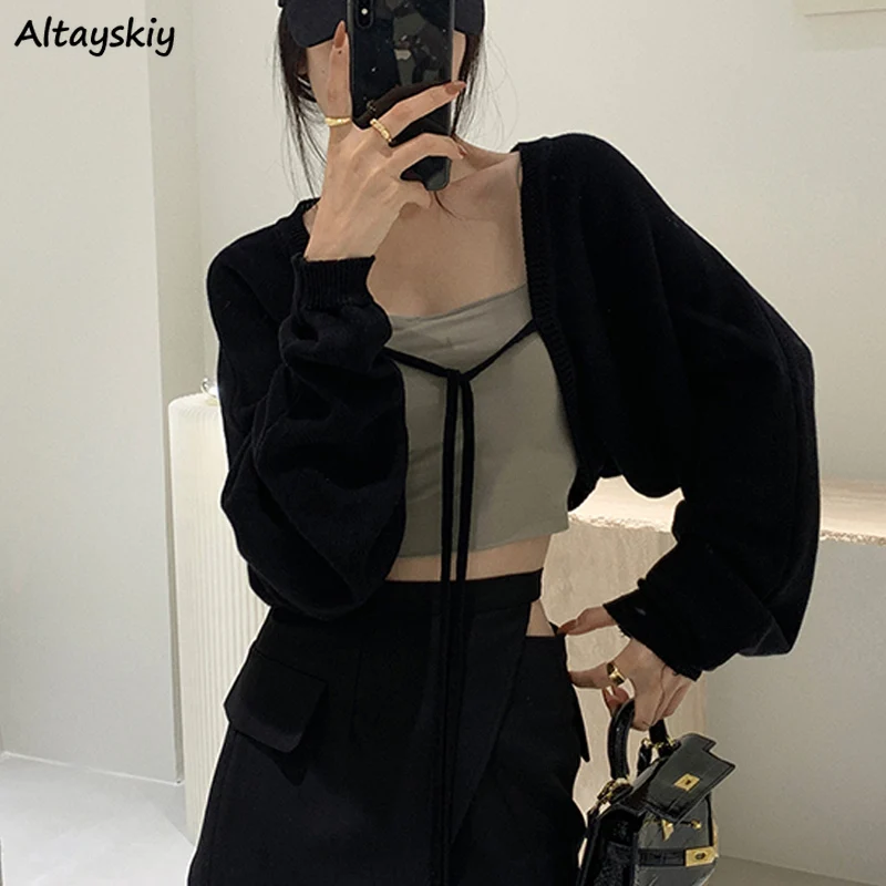 Sweater Cardigan Women Summer Thin All-match Sun-proof Lace-up Simple Fashion Street Wear Vacation Popular Casual Vintage Chic