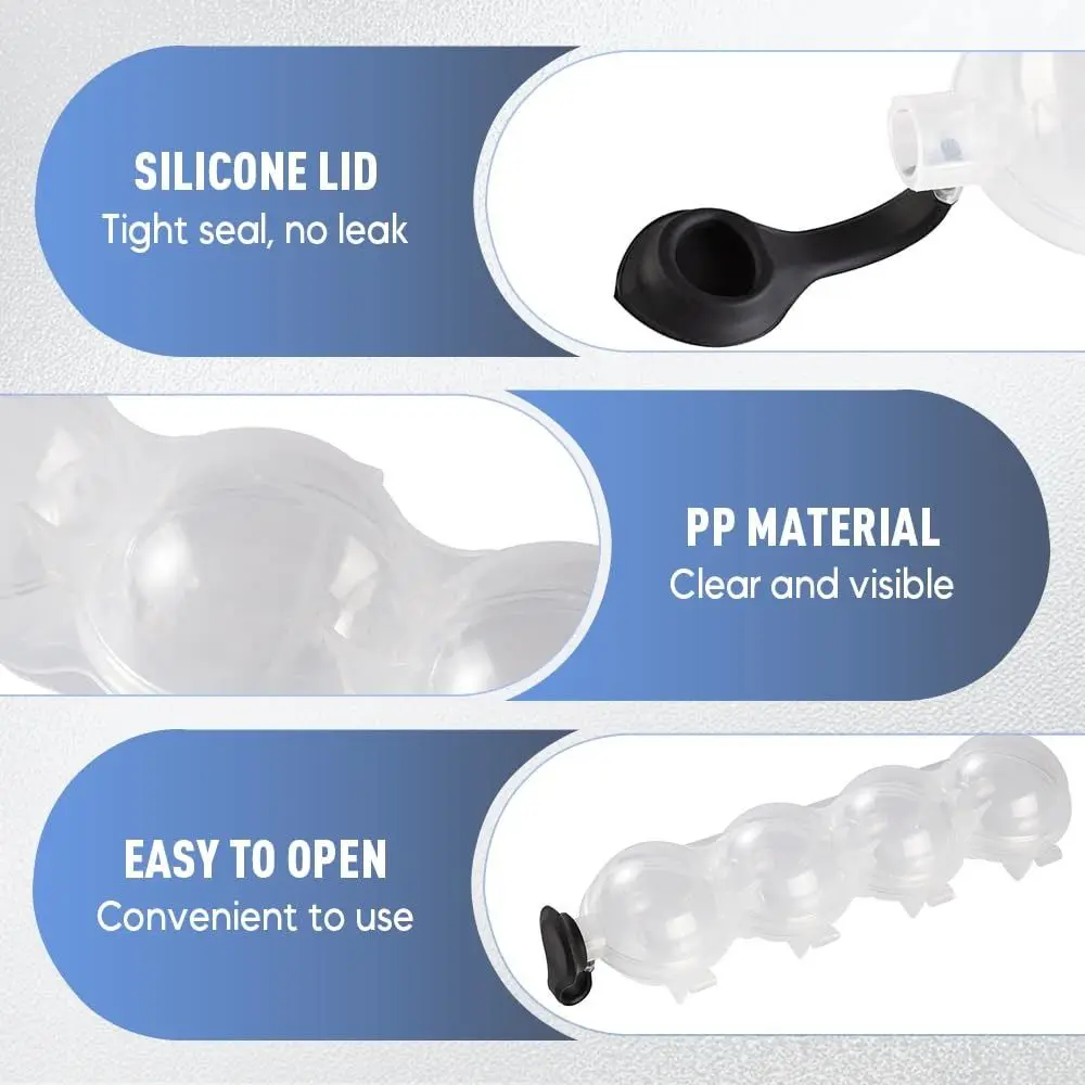 New 4 Hole Ice Ball Maker Mold Round Quick Demolding Ice Cube Maker Clear Ice Cube Mold for Bar Party