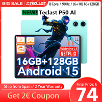 【New】 Teclast P50Ai 11 Inch 90Hz Tablet Pc Android 15 Ai Os (6Gb+10Gb Expansion)16Gb Ram 128Gb Lpddr5 7000Mah Allwinner A733-Ai Octa-Core 1280X800 Wifi-6 Bt 5.4