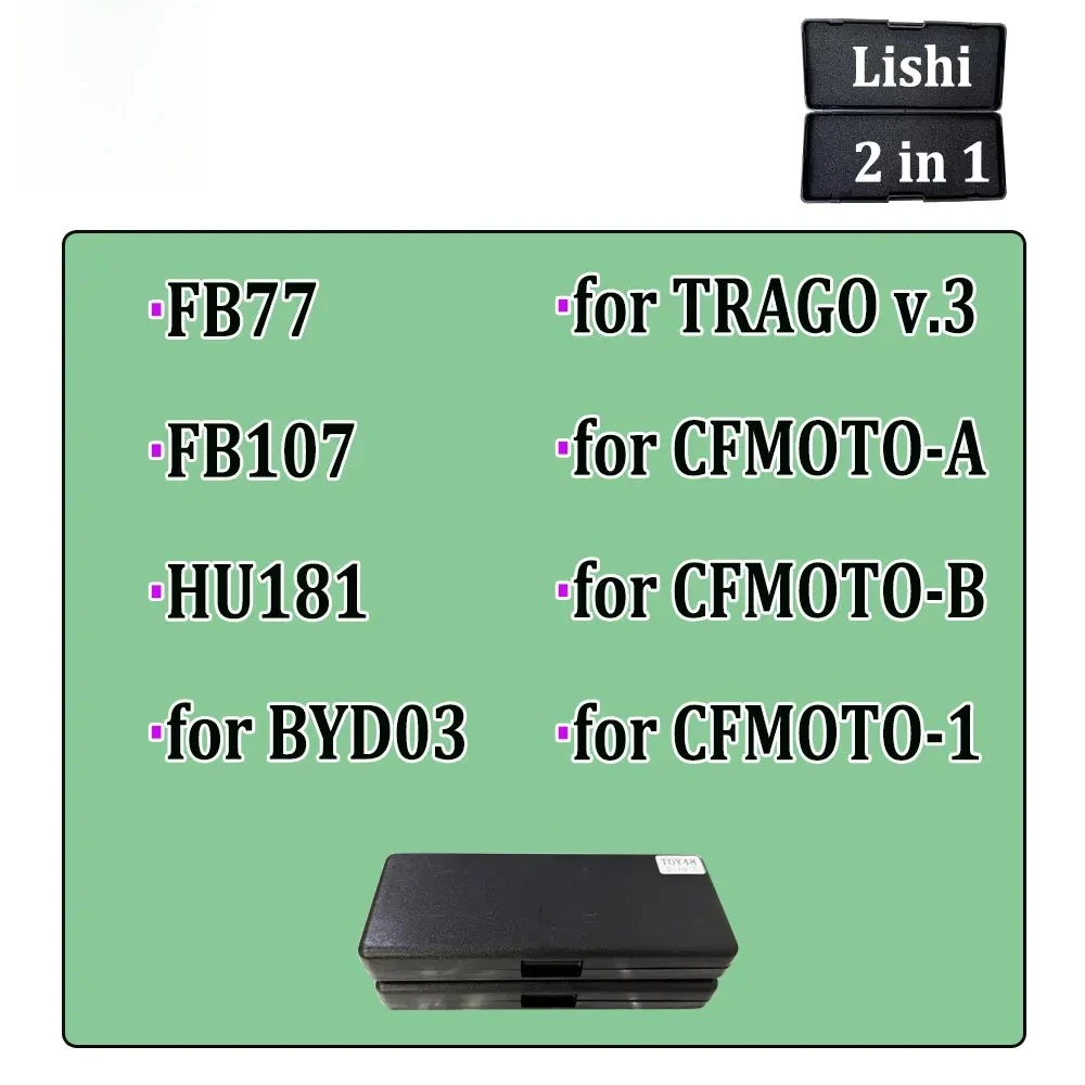 NEWEST!!! Lishi 2 in 1 Tool FB77 FB107 HU181 for TRAGO v.3 for CFMOTO-1 CFMOTO-A CFMOTO-B BYD03 Locksmith Tool for Car Key