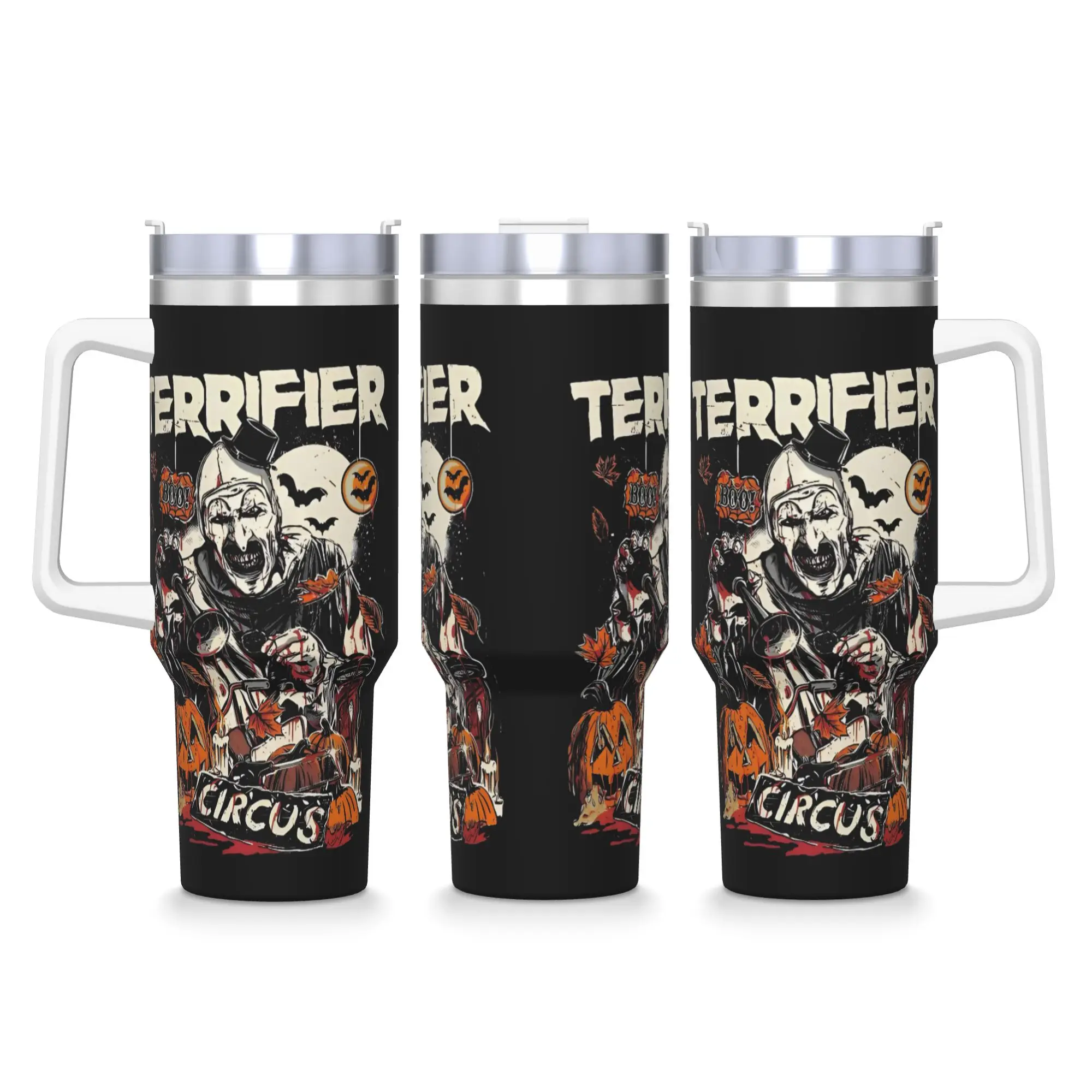 Stainless Steel Tumbler Terrifier Movie  Thermal Mug  Portable Cold Drink Car Mugs Driving Design Water Bottle