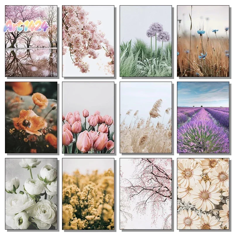 Spring Flowers Sunflower Peony Lavender Sakura High Quality Photography Poster Canvas Paintings Wall Art Pictures Home Decor