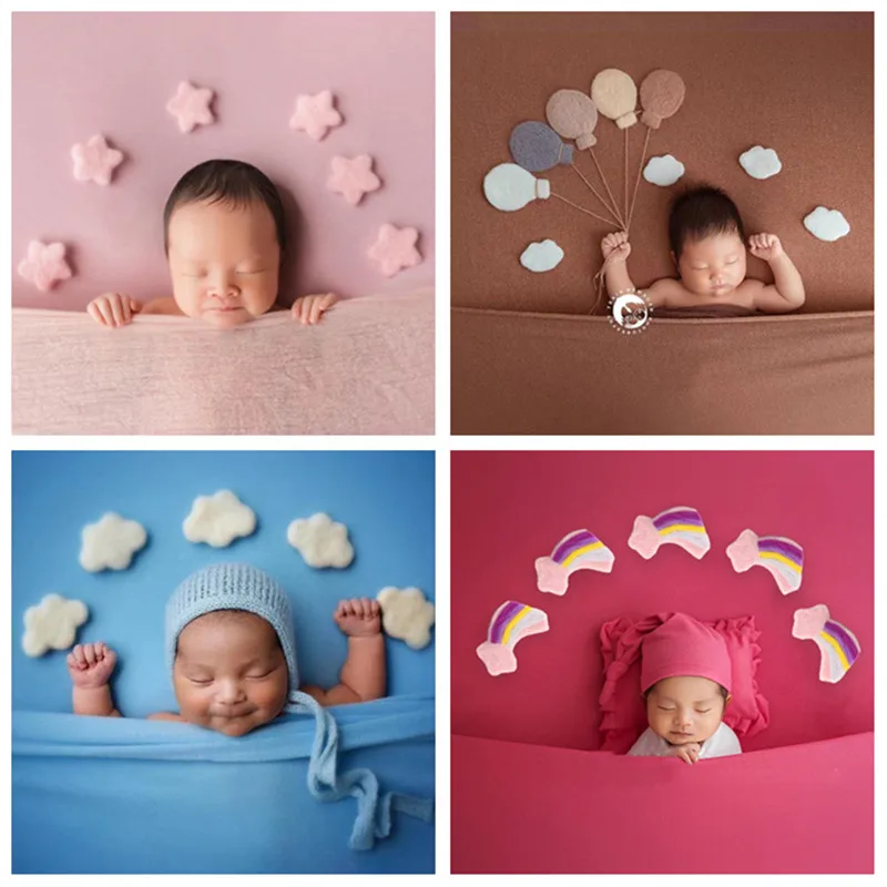 1 مجموعة الوليد التصوير الدعائم اليدوية ورأى الصوف نجمة القمر بالون الرضع طفل استوديو الصور اطلاق النار التصوير الملحقات