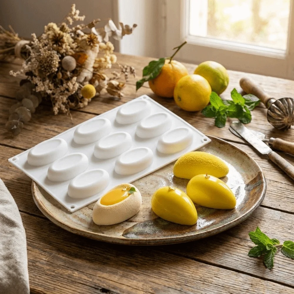 Non-Stick Egg Silicone Mold Waterdrop Shape Flexible Cake Mold Decoration Shell Groove Dessert Mold Dessert Decoration