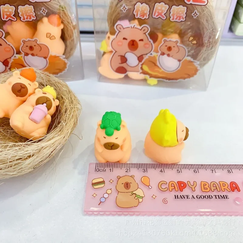 wholesale 18Set Simulation Bird Nest Capybara Creative Eraser Home Garden DIY Decoration Cartoon Rubber Student Prize Stationery