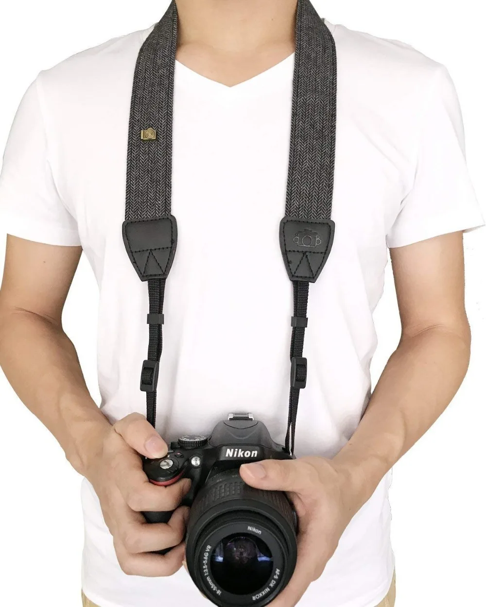 Universal Accessories Camera Shoulder Neck Strap Comfortable Cotton Leather Belt For Sony Zv1 Nikon Eos Dslr Camera Adjustable