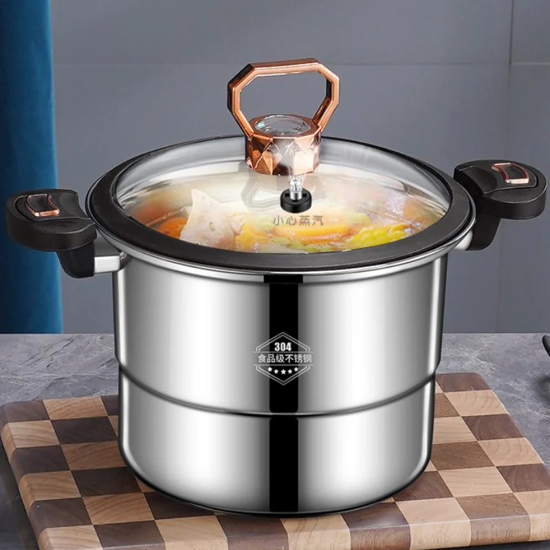 High-quality 304 Stainless Steel Micro-pressure Pot for Multi-purpose Cooking with Induction Cooker and Gas Stove