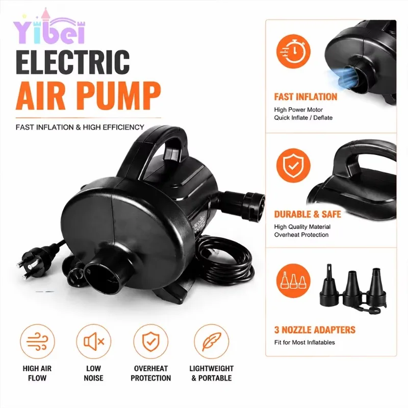 Inflatable Water Park Accessories 1200W 1500W Environmentally Friendly Air Pump for Inflatable Swimming Pools, Kayaks,Yoga Balls