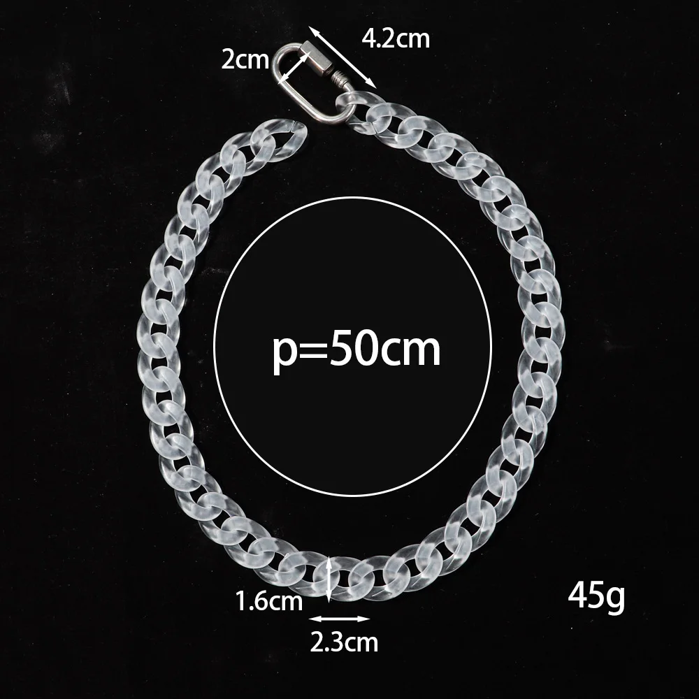 Hip Hop Transparent Acrylic Link Chain Lock Necklace for Women Men Rock Cuban Chain Buckle Choker Necklaces Party Jewelry New