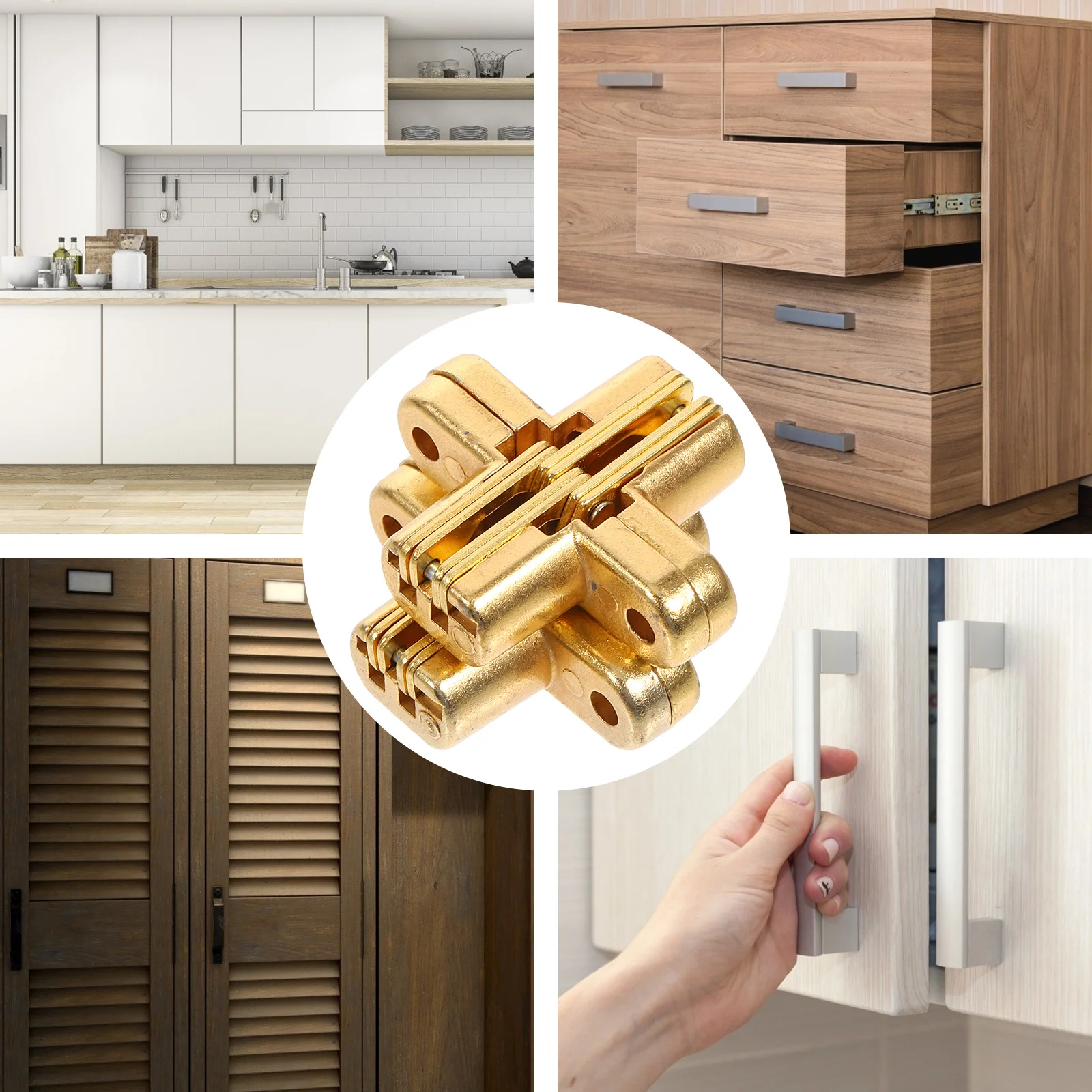 

2Pcs Heavy Duty Zinc Alloy Hinges Silent Operation Cabinet Door Hinge Repair Replacement Zinc Alloy Hinges Hidden Door Hinge