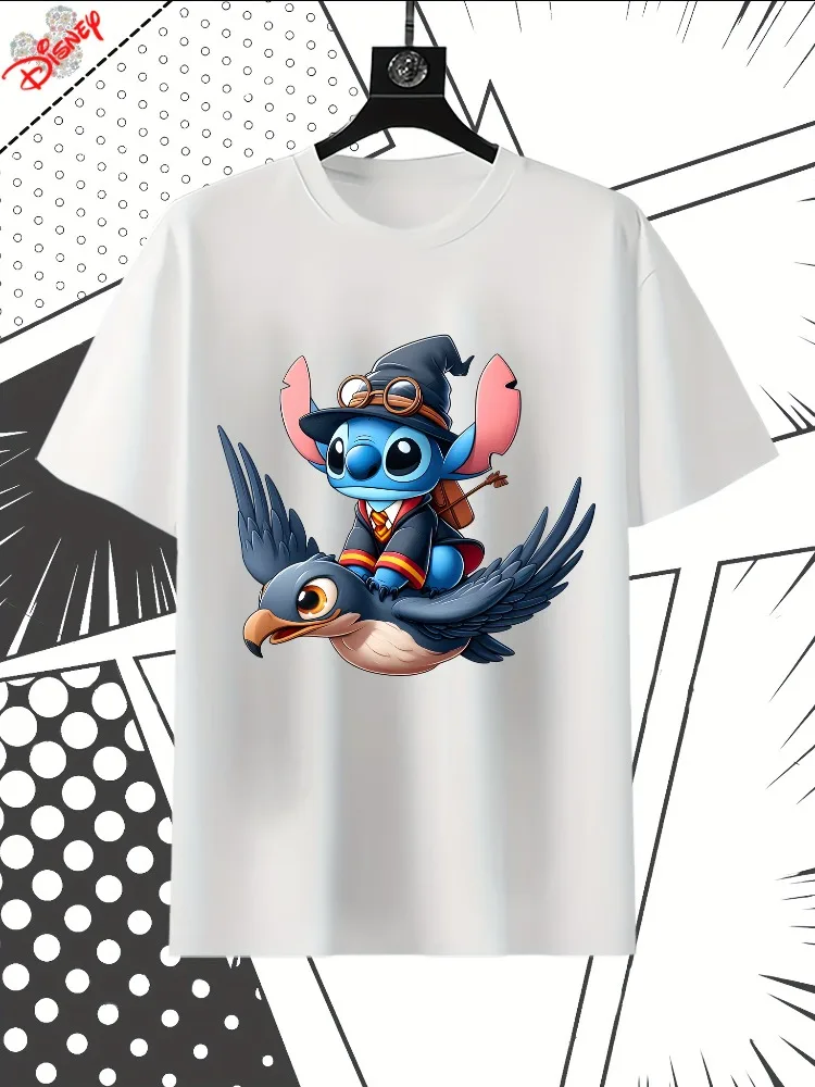 

Женская футболка Disney Hogwarts Adventures Stitch Theme Comfort Fit с круглым вырезом и короткими рукавами, повседневная футболка с принтом, хлопковая рубашка, топ