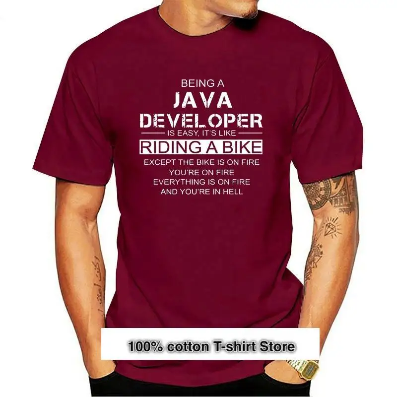 New Being A Java Developer Is Like Riding A Biker Team Shirts 2021 Order Tee Shirt Online Cotton Simple T-Shirt Website No Pilli