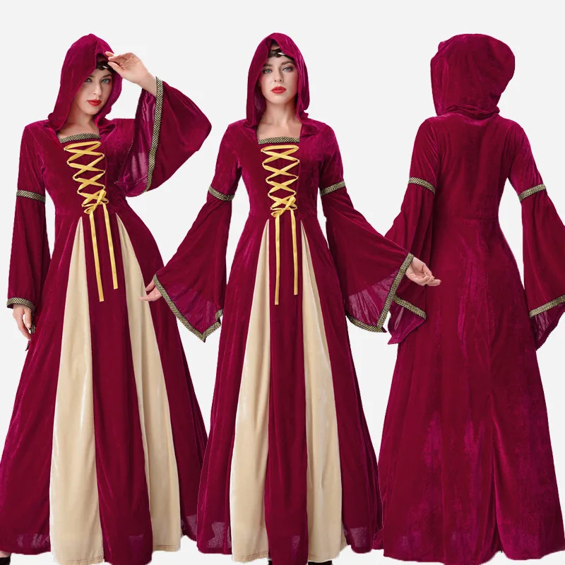 Erwachsenen-Halloween-Kostüm im Mittelalterlichen Hofstil Langes Kleid Renaissance-Rock Damen-Periodekostüm Traditionelle Chinesische Bühnenkleidung