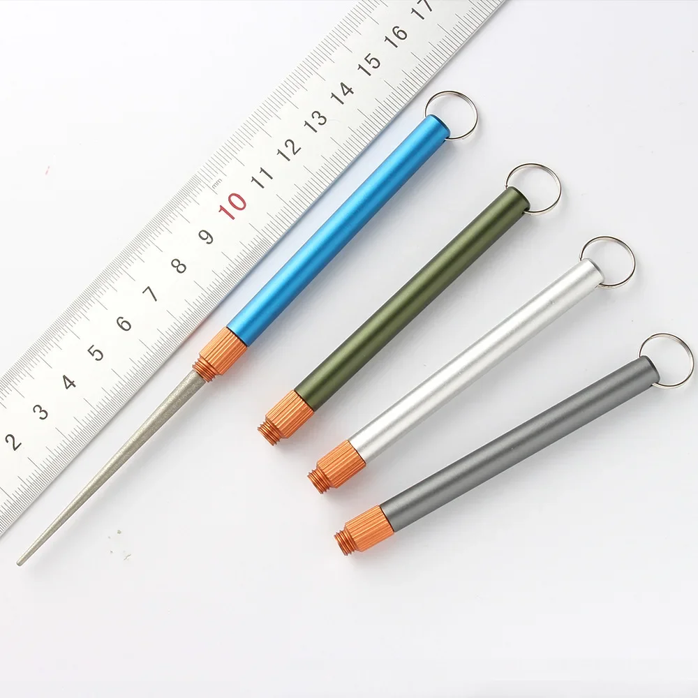 1PCS Matte Mini EDC Knife Sharpening Rod Stainless Steel Emery Plated Emery Is Not Easy To Wear Fishing Hook Sharpener