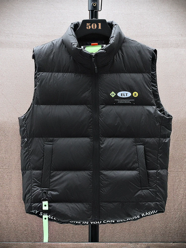 Winter Padded Vest Men 80% White Duck Down Big Size 6xl Stand Collar Sleeveless Thick Warm Jackets Windproof Thermal Gilet Coats