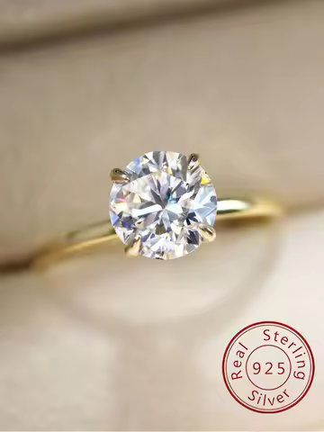 925 Sterling Silver Luxury Shiny 1-3 Carats Round Zircon Ring For Women Engagement Wedding Gorgeous High Quality Fine Jewelry