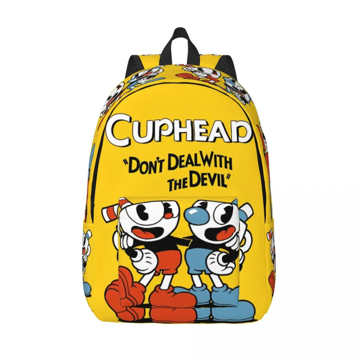 Cuphead Backpack for Men Women Casual High School Work Daypack Great Retro Game Laptop Shoulder Bag Durable