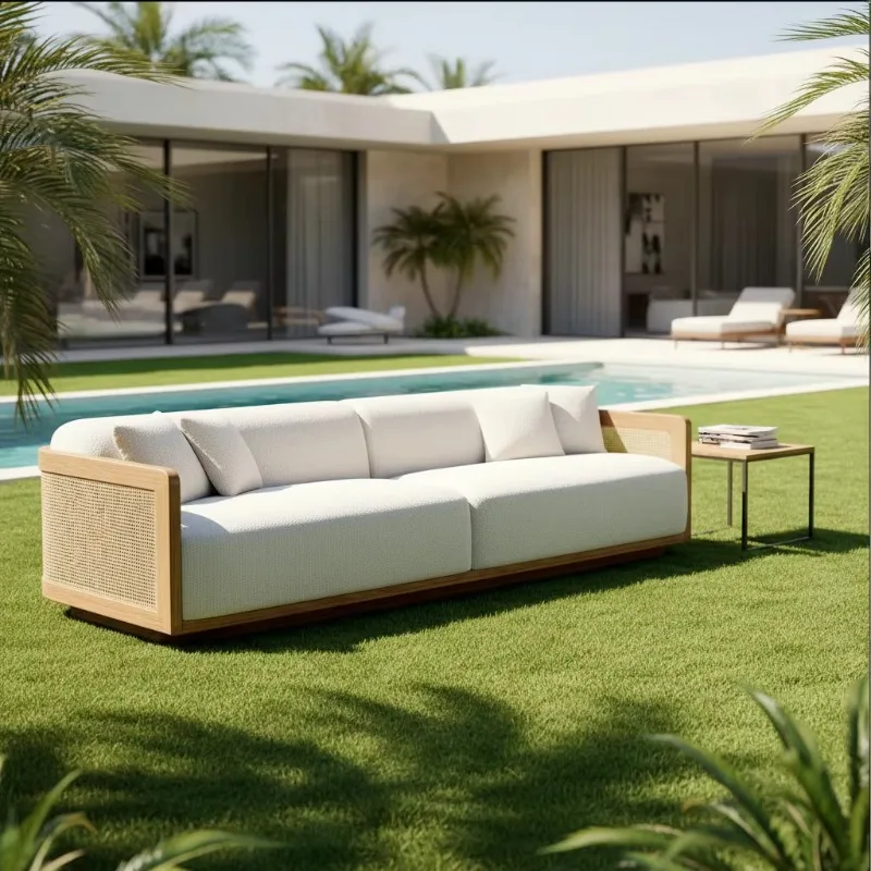 Durable Modern Teak Farmhouse Outdoor Garden Sofa Set Waterproof 2-Year Warranty Eco-Friendly Comfortable Solid Wood