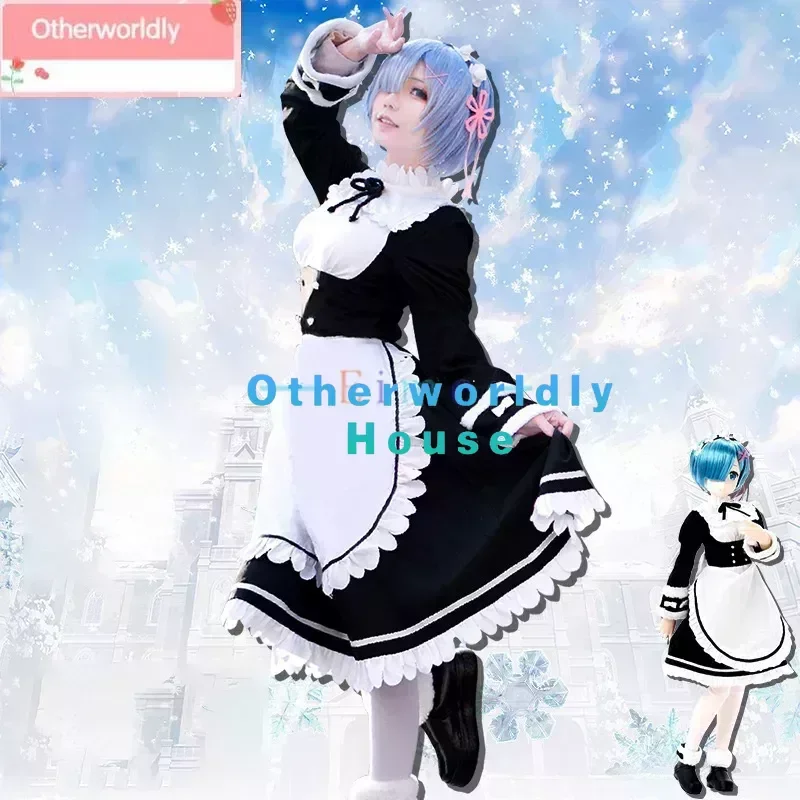 

Anime Re:Life in a Different World From Zero Snow in Memory Rem Maid Dress Women Cute Cosplay Costume Halloween Carnival Outfits