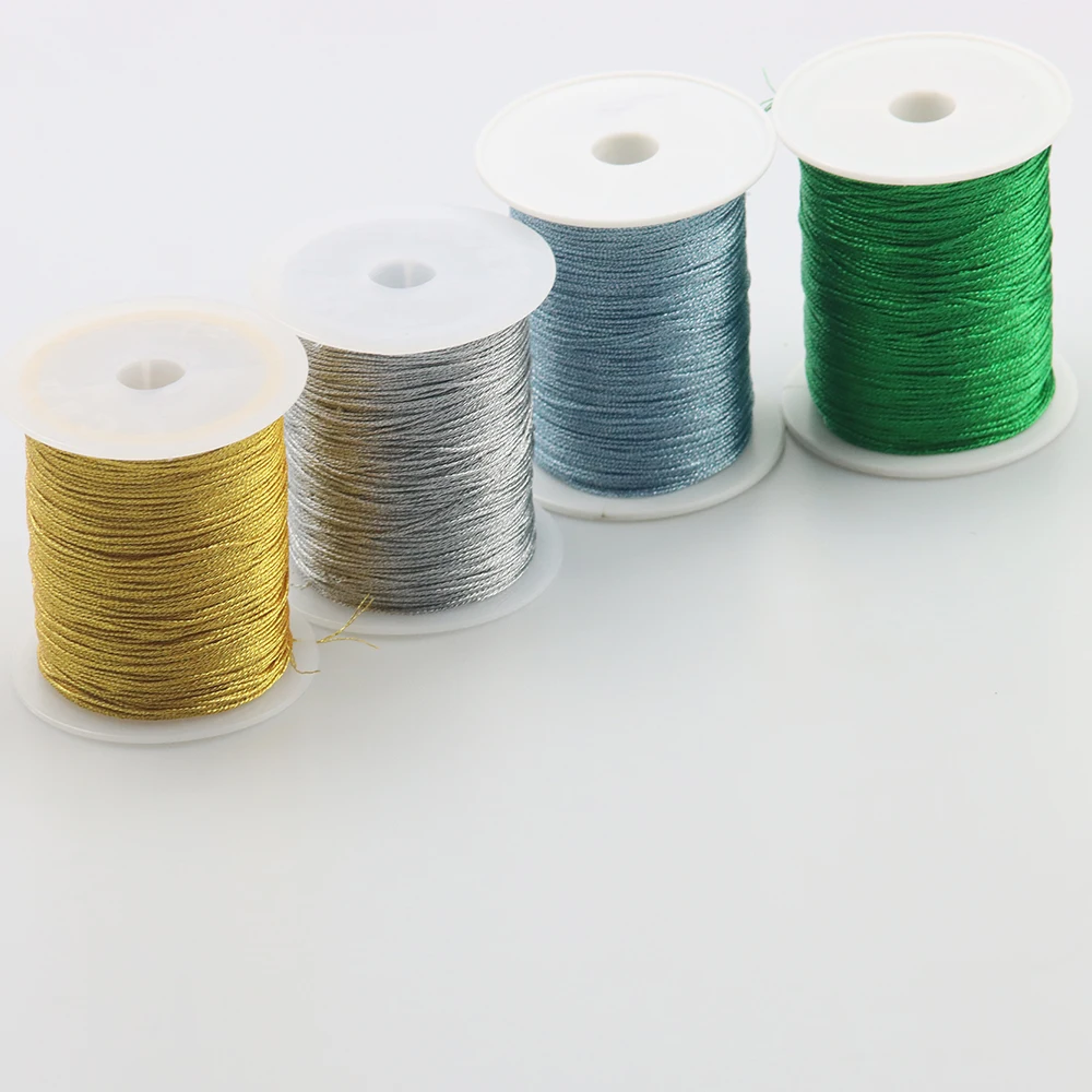 0.6MM 1Roll  9shares Gold Silver Thread Color Line Chinese Knot String Knit Cord Ropes Line Wire DIY Jewelry Making