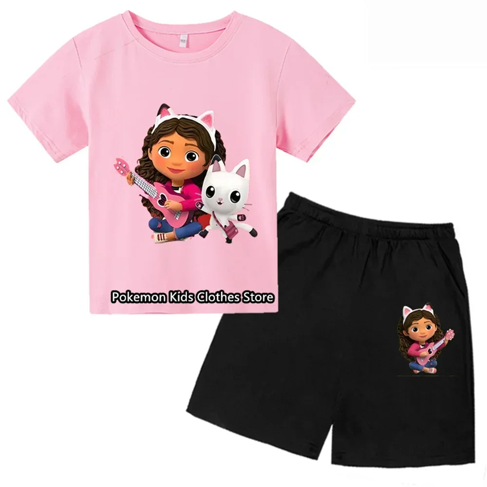 Kids Gabby Cats Tshirt Toddler Girls Gabbys Dollhouse Clothes Baby Boys Short Sleeve Sweatshirt Sets Summer Children's Clothing