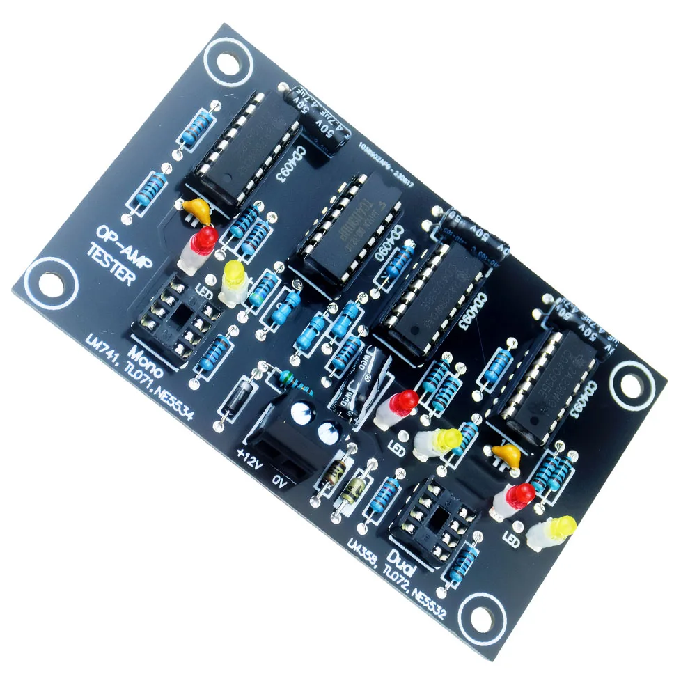 Häufig verwendeter Operationsverstärkertester DC 12 V 100 mA Einzelner Operationsverstärker OP AMP Tester TL071 TL072 TL081/082