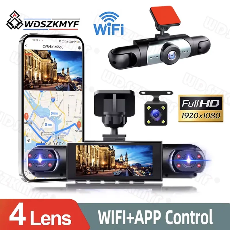 4ch Dash Cam 360° 1080P Video Recorder WIFI APP Car DVR Recording camera Front left right Rear View Electronic Car Accessories