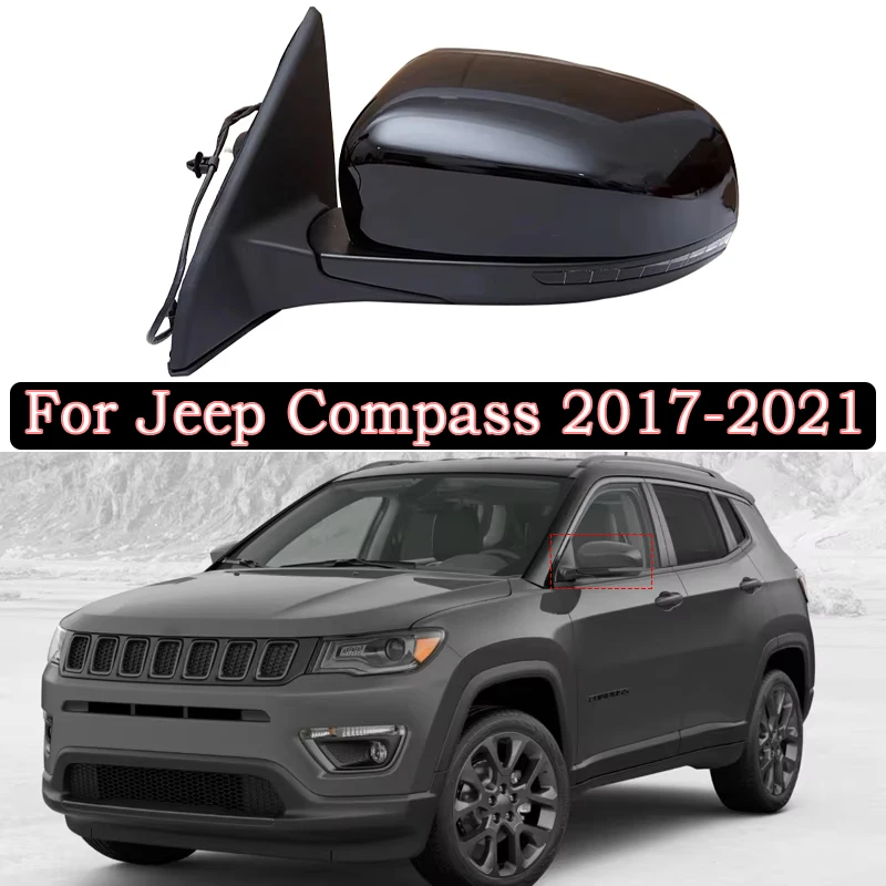 Car Outside Side Rearview Mirror Assembly For Jeep Compass 2017 2018 2019 2020 2021 Auto Electric folding Heating Turn signal