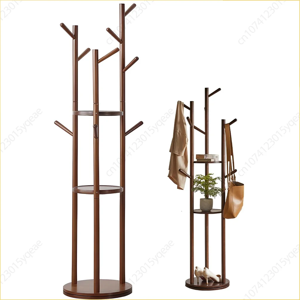 Clothes Rack Floor Standing Bedroom Hanging Clothes Rack Room Clothes Shelf Simple Multi-function Solid Wood Hanging Clothe Rack