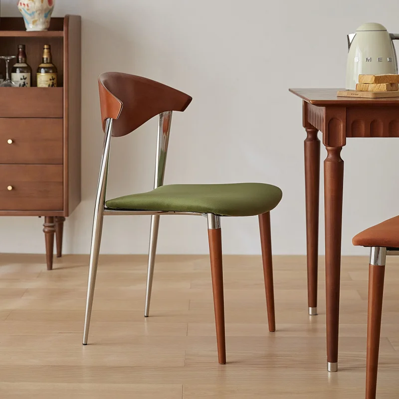 

Vintage Dining Chair With Solid Wood Backrest, Nordic Creative Design, High-End Designer Retro Wabi-Sabi Style, Popular Online,