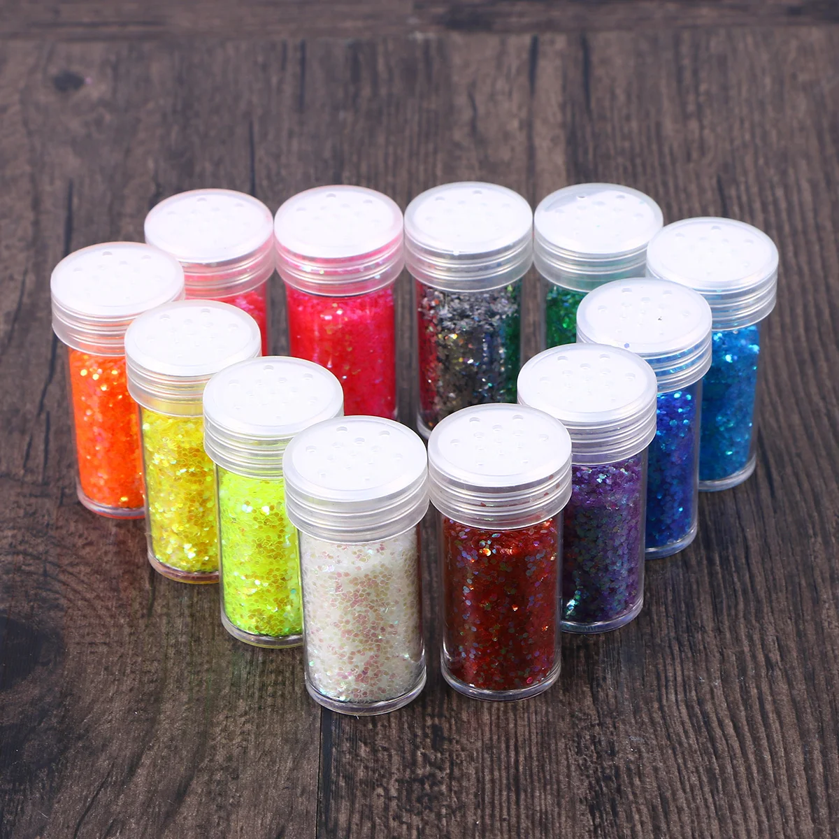 Juego de 12 Uds. De 12 colores para decoración de uñas, maquillaje de ojos, manualidades Diy, botella fluorescente, polvo de brillo para uñas