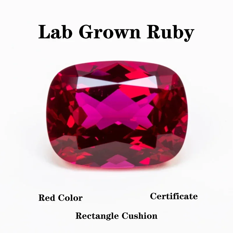 

Lab Grown Ruby Rectangular Cushion Shape Red Color VVS1 DIY Advanced Charms Jewelry Rings Earrings Making Certificate