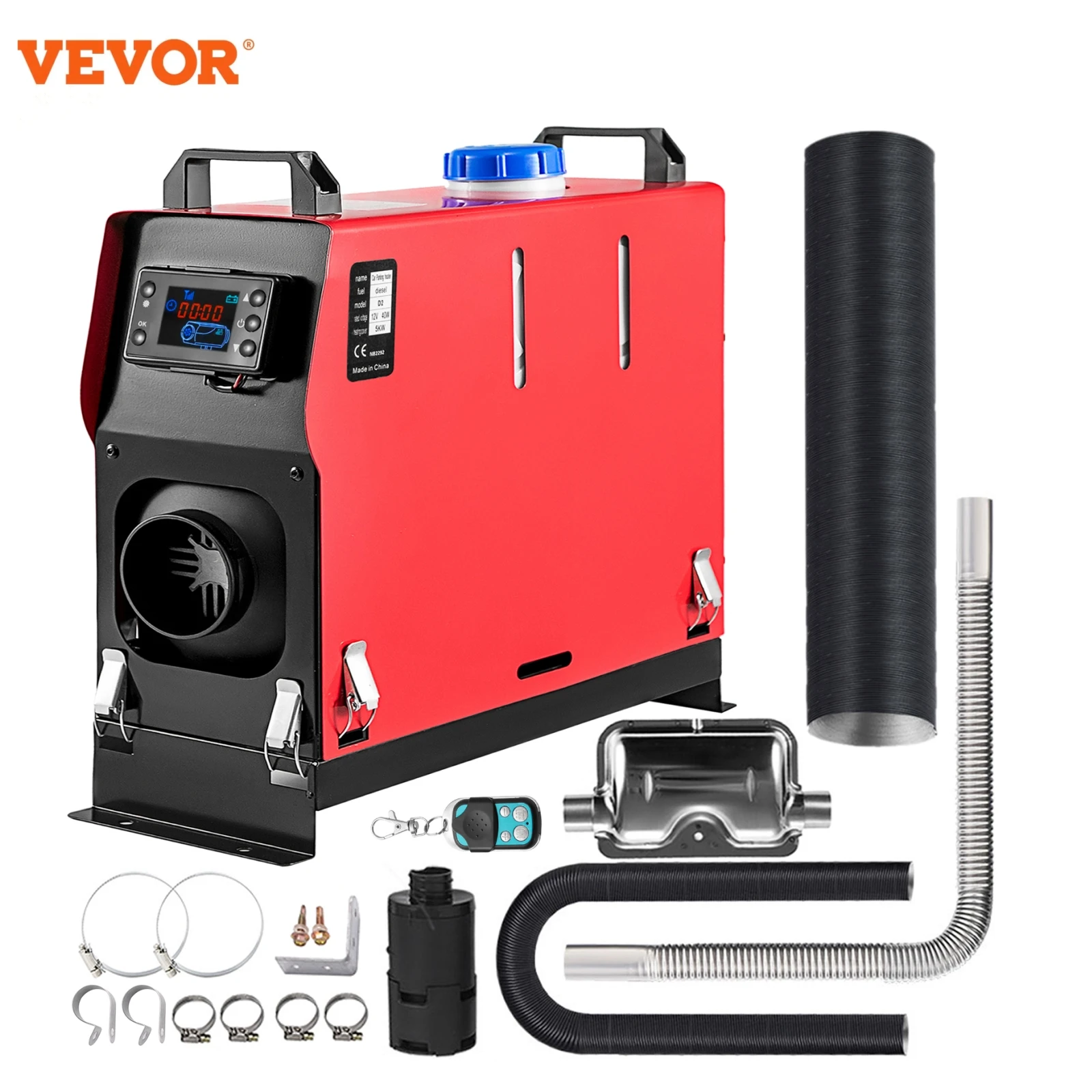 

VEVOR 5 8KW Car Heater All in One Diesel Air Heater 12V with Silencer Remote Control for Car Truck Boat RV Parking Diesel Heater