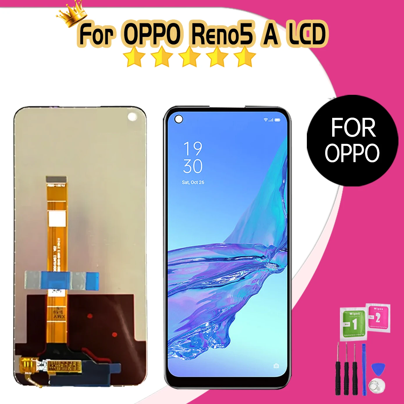 

100% протестированный ЖК-дисплей 6,5 дюйма для Oppo Reno5 A 5G CPH2199 A101OP, ЖК-дисплей с сенсорным экраном в сборе для Oppo Reno 5A, панель дигитайзера