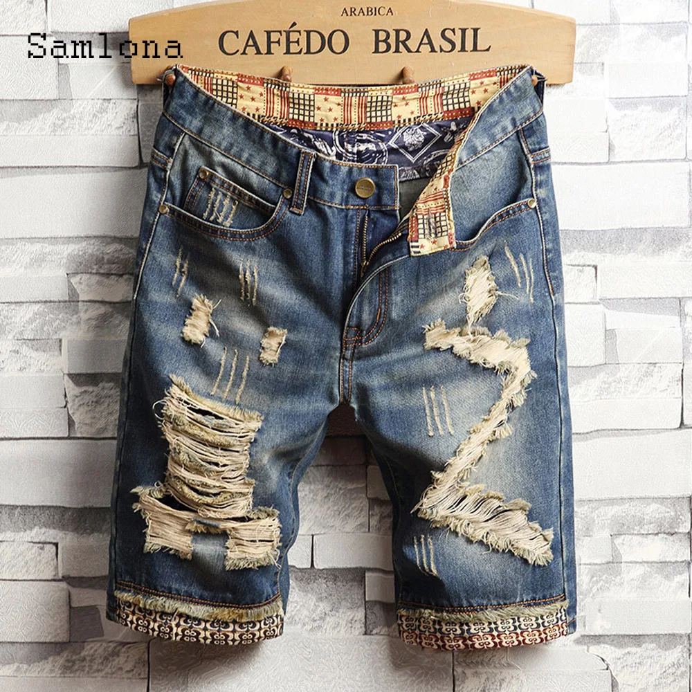 Men Vinatge Demin Shorts 2025 American and European Style Fashion Ripped Shorts Plus Size Mens Stand Pocket Short Jeans New