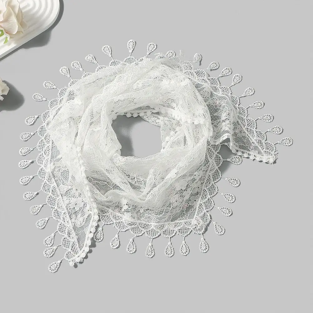 

Casual Vintage Lace Flower Hair Scarf Shawl Thin Chic Style Bandanas for Women Cute Bohemian Triangle Head Scarf Pastoral Style