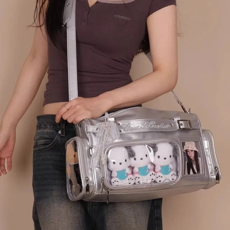 

Милая милая ручная сумка Boston с буквенным принтом, женская кожаная сумка большой вместимости, женская сумка в стиле аниме с несколькими карманами Ita Bag Y2k 2025