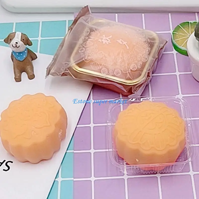 090B Simulatie Moon Cake Stressballen Knijpbare stressverlichter voor kinderen