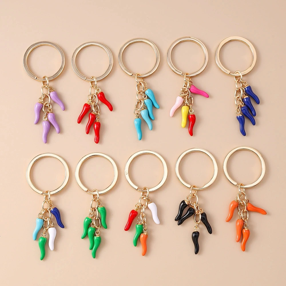 Lindo llavero de chile de simulación mujeres niñas pimienta llavero colgantes para decoración de bolso DIY llavero hecho a mano regalos de joyería