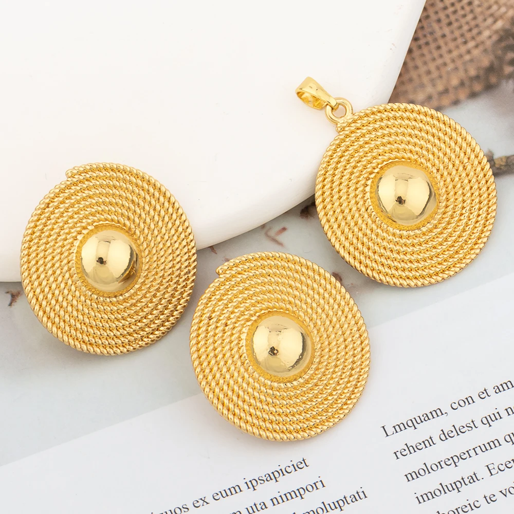 2023 Trend African Jewelry Set for Ladies Round Beads Earrings and Pendant 18k Gold Plated Necklace Earrings Party Jewelry Set