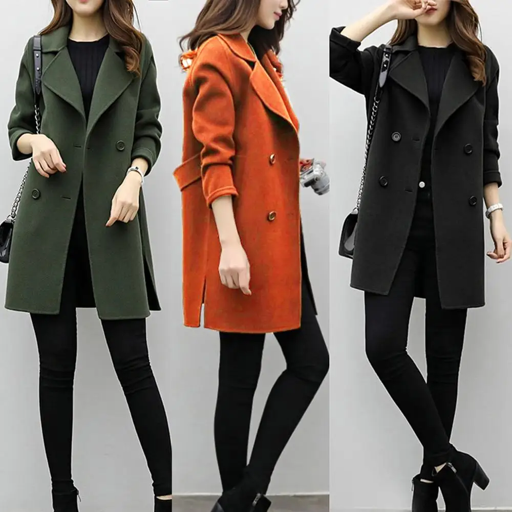 2023 Autumn and Winter Temperament Women\'s Woolen Coat Women\'s Slim Fit Mid length Woolen Coat