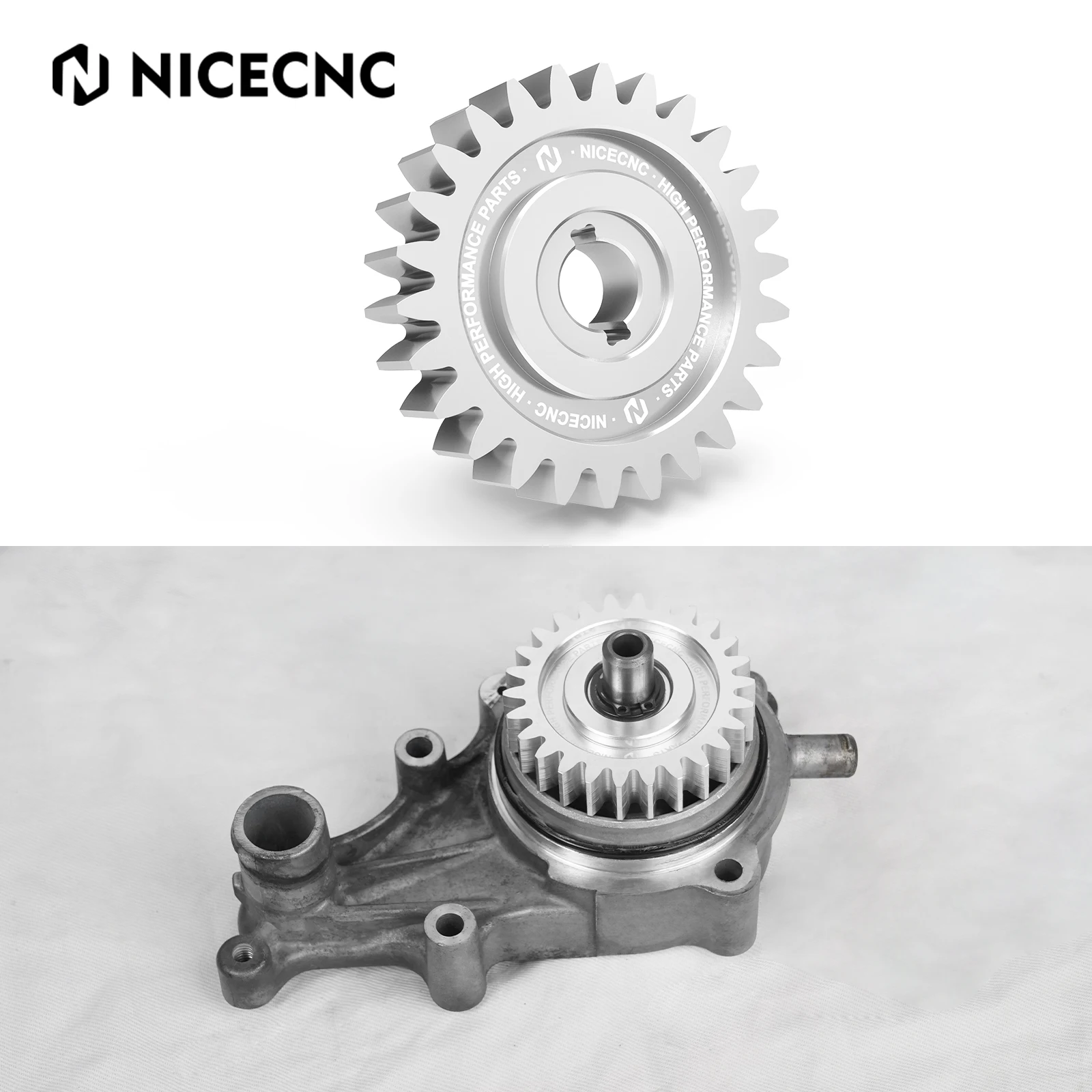 NICECNC For Yamaha Raptor 700 ATV Water Pump Drive Gear 2006-2021 2013 Raptor 700R 2009 2011-2023 Aluminum Corrosion Resistance