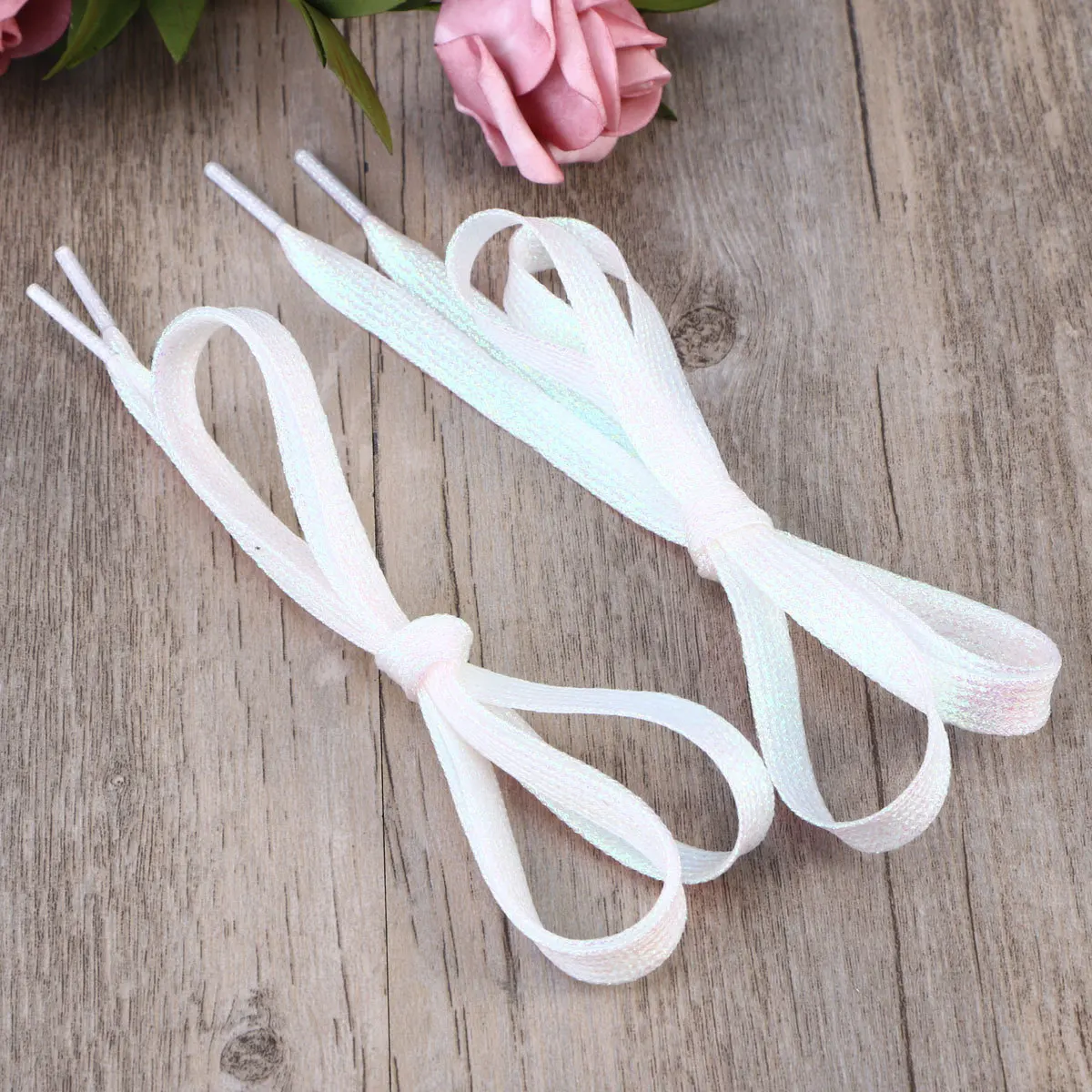 

Flat Glitter Colored Shoelaces Proper Length for Sneakers Sports Shoes Canvas Durable Fashionable Bowknot Decoration