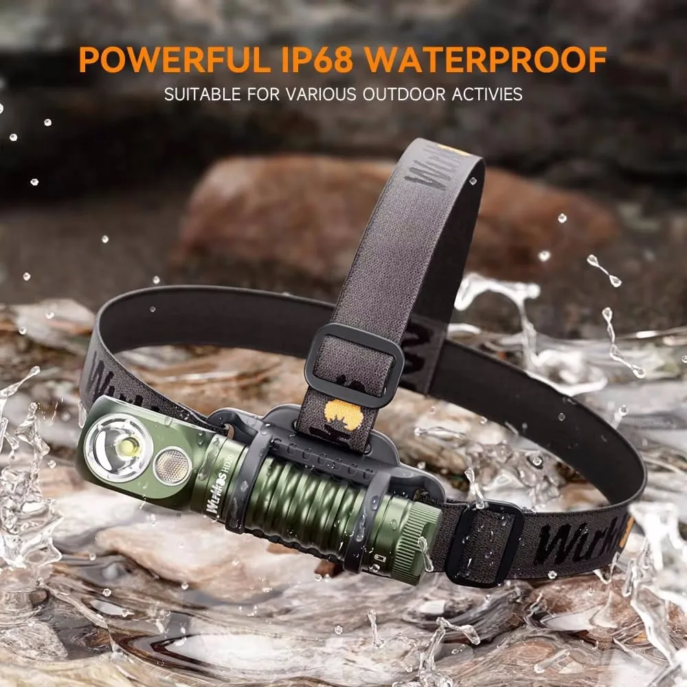 Wurkkos HD20 Headlamp Rechargeable 21700 Headlight 2000lm Dual LED LH351D XPL USB Reverse Charge Magnetic Tail Work Camp Light