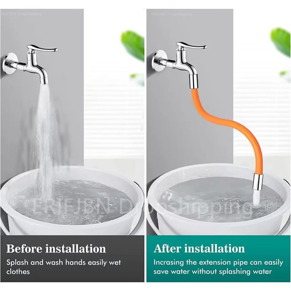 New Kitchen Faucet Extension Hose 360° Rotate Bending Faucet Extender Bathroom Wash Basin Water Saving Tap Filter Extension Tube