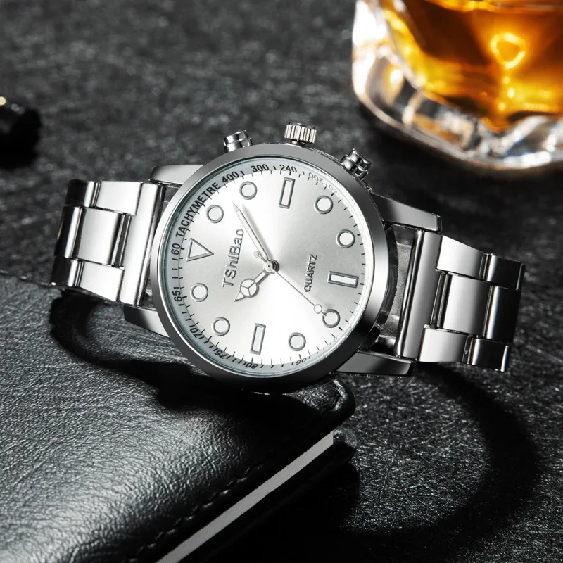 남성용 럭셔리 손목시계 패션 아날로그 쿼츠 시계 스테인리스 스트랩 남성용 손목시계 캐주얼 시계 남성용 시계